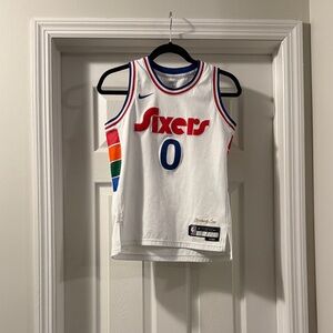 Nike Kids Sixers White and Blue Jersey